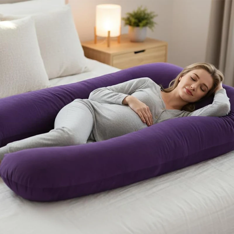 Vital Maternity Pillow U Shaped | Full Body Maternity Cushion with Removable Cover | Back, Belly, Legs & Hip Support for Sleeping | Multi-Purpose Nursing & Relax Pillow for Women| Purple